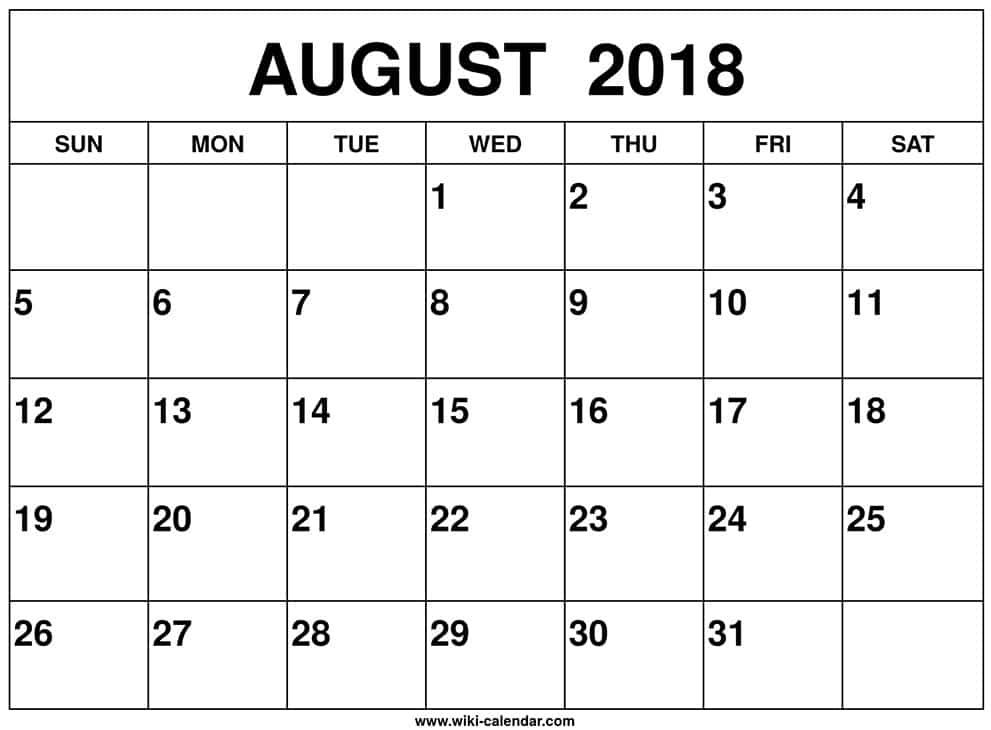 Calendar August 2018 2