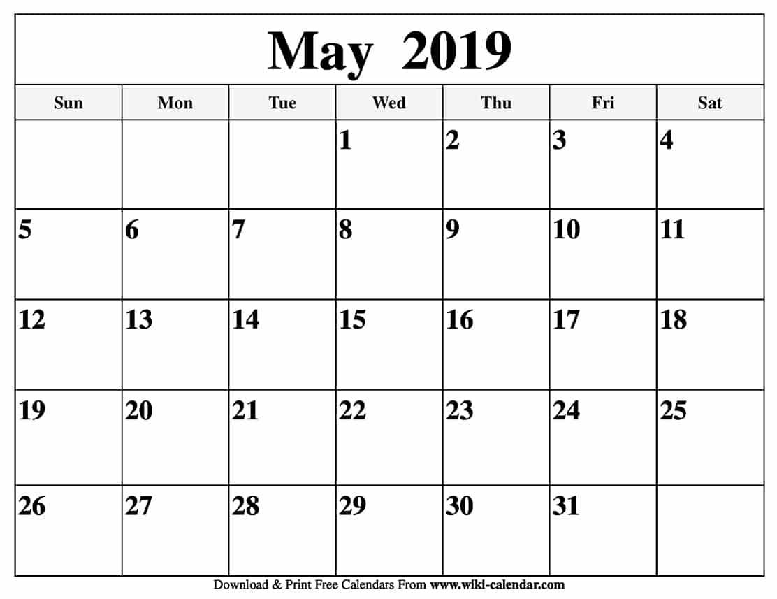 blank may 2019 calendar printable print may calendar 2019