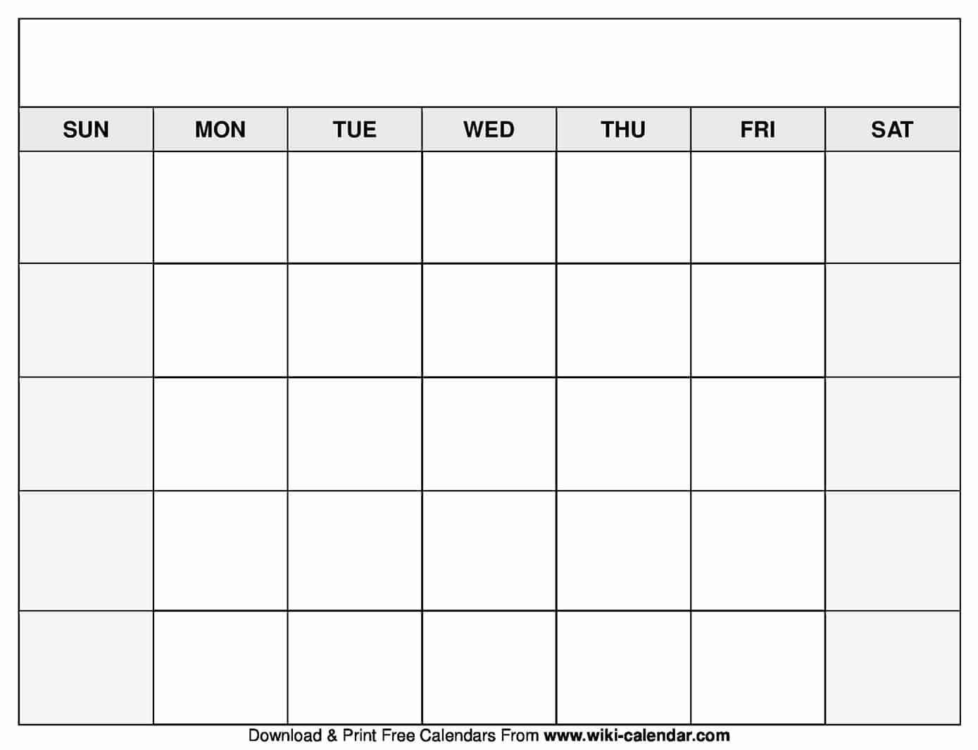 Printable Blank Calendar Templates