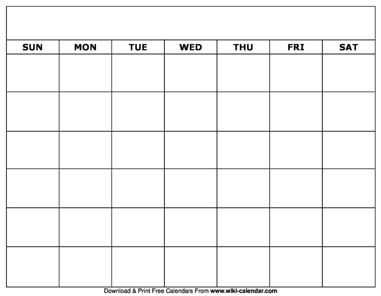 Blank Printable Calendar Free