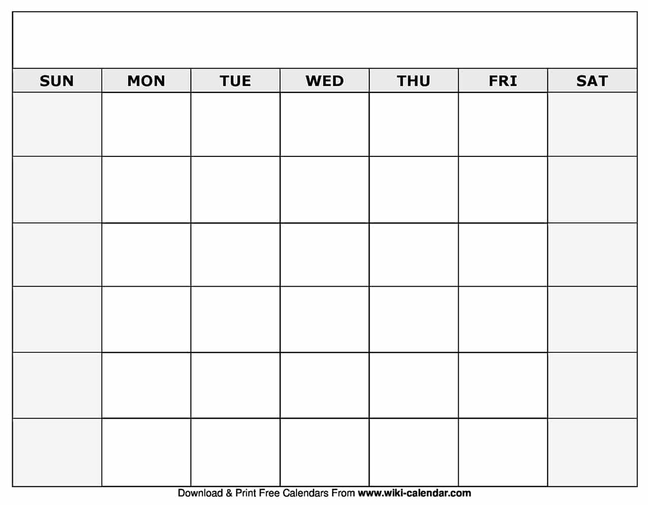 Printable Free Monthly Calendar Template