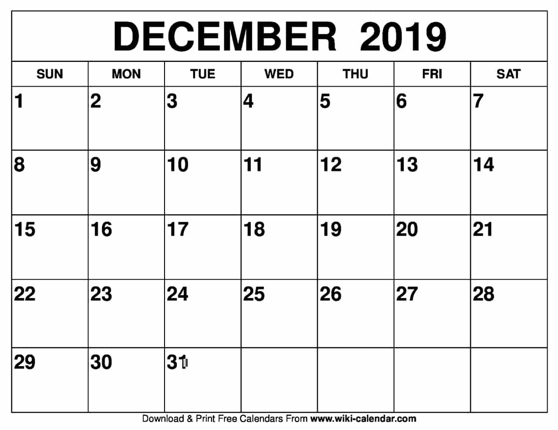 Blank December 2019 Calendar Printable On We Heart It