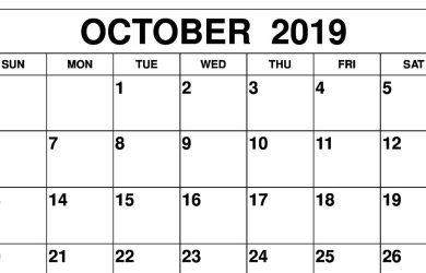 2019 Month-to-month Calendar graphic regarding Printable October Calendars titled 2019 Month-to-month Calendar