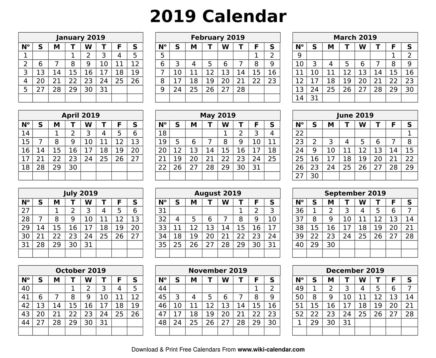 printable business calendar 2019