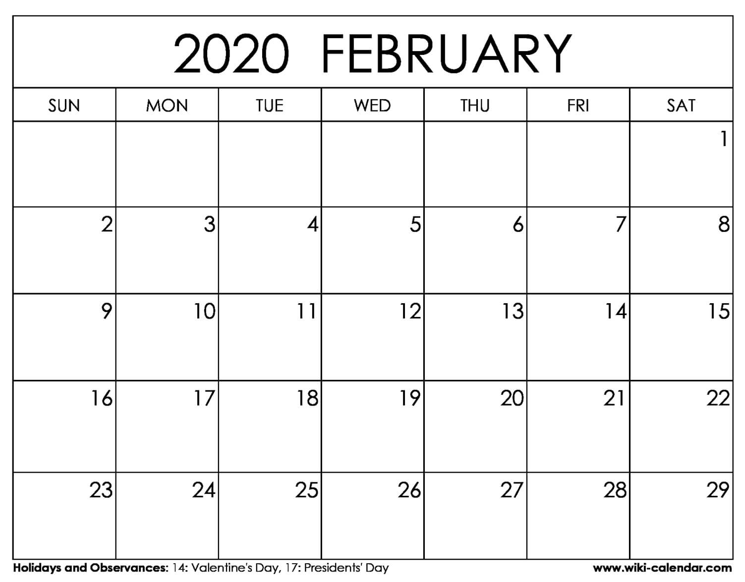 free printable february 2020 calendar free february 2020 calendar