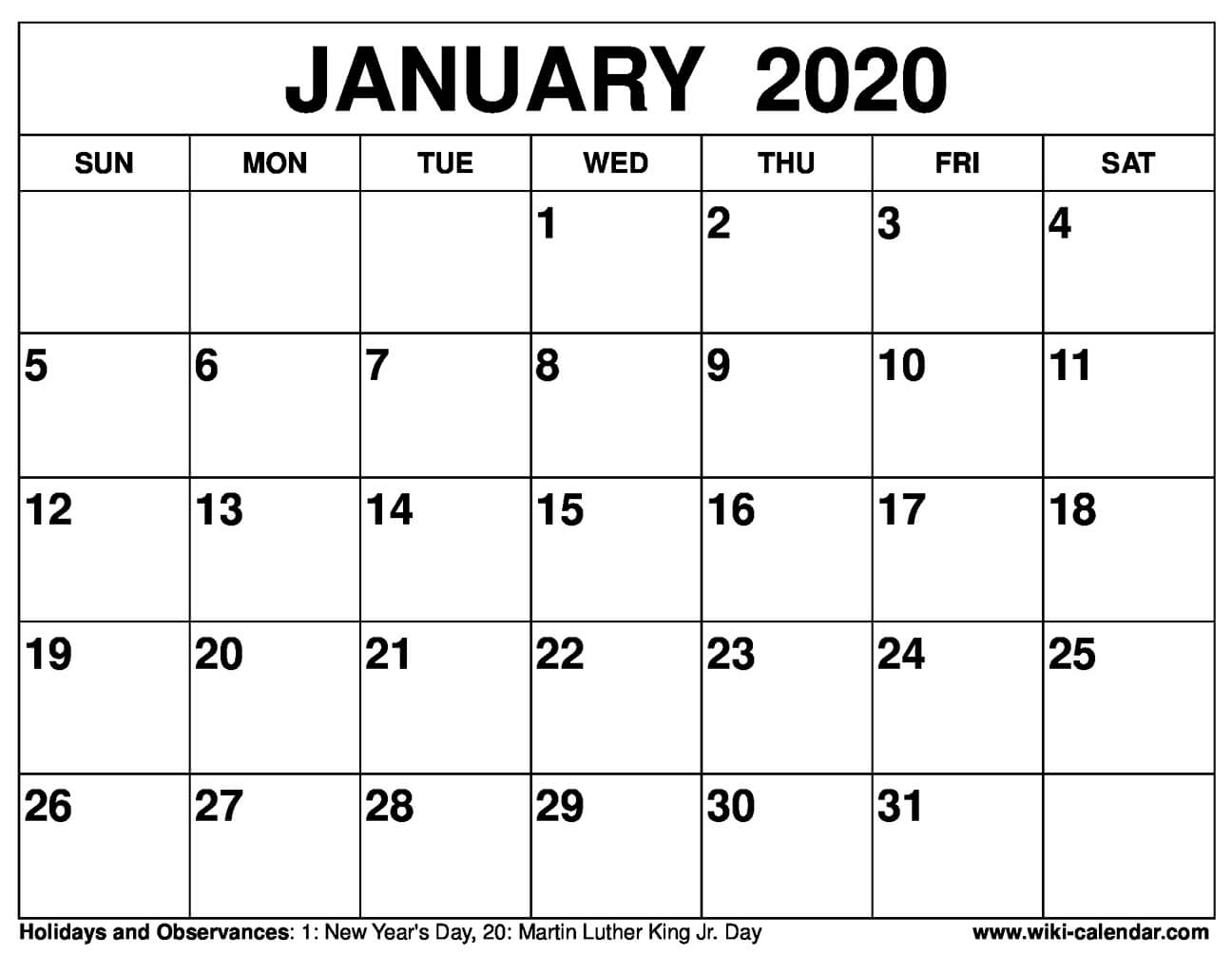 january calendar 2021 wiki Free Printable January 2020 Calendars january calendar 2021 wiki