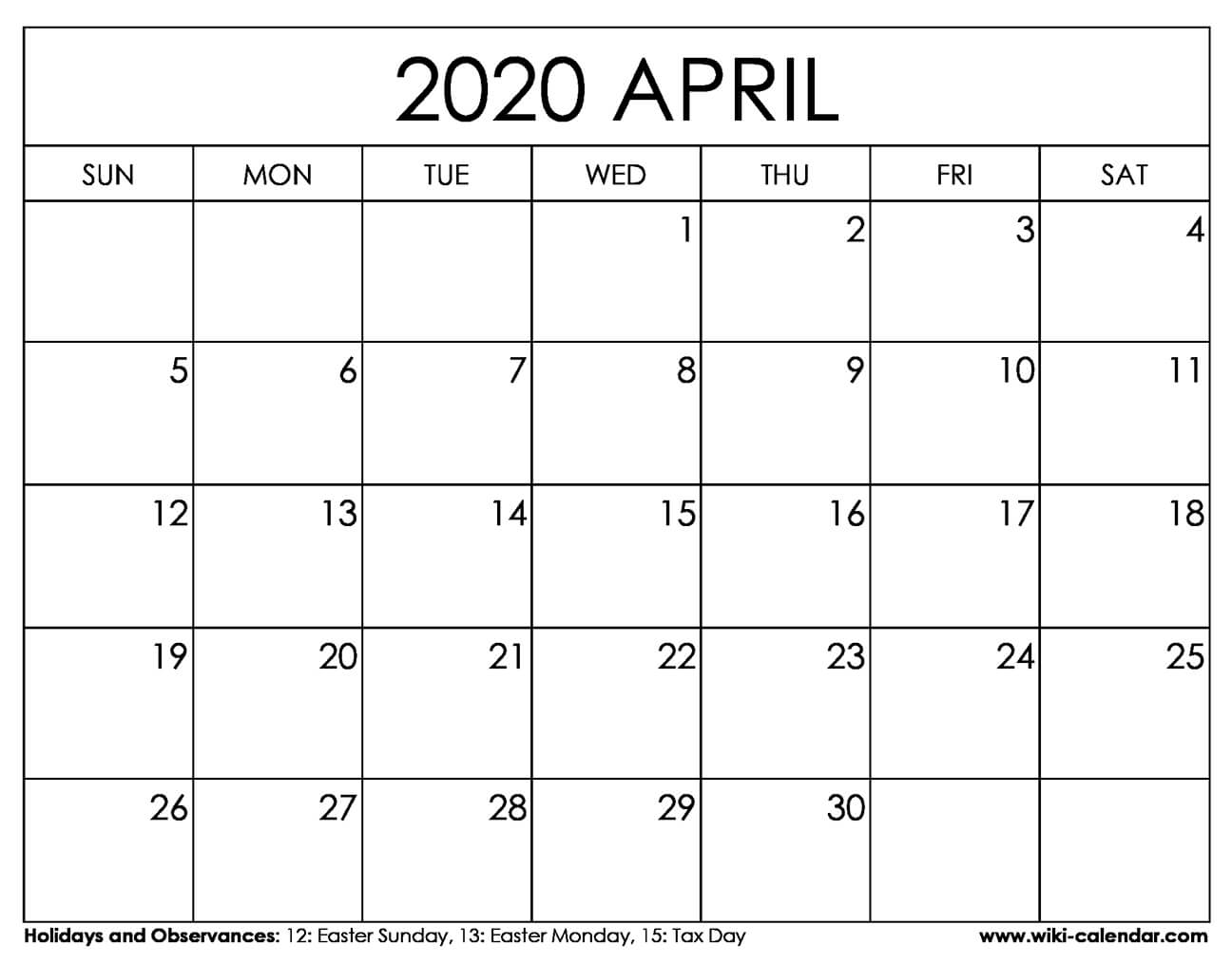 free printable april 2020 calendar monthly calendar april 2020