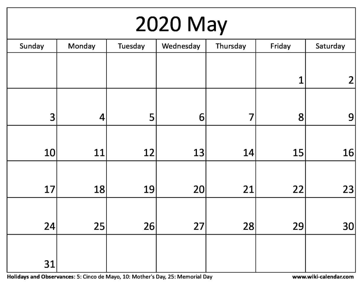 free printable may 2020 calendar may 2020 calendar editable