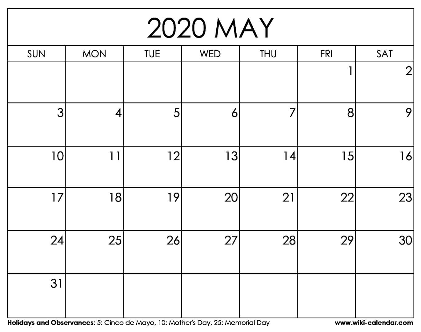 free printable may 2020 calendar may 2020 calendar editable