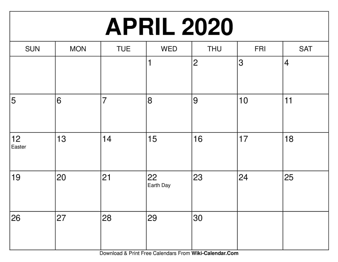 wiki calendar february 2021 Free Printable April 2020 Calendars wiki calendar february 2021