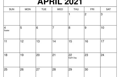 2021 Monthly Calendar