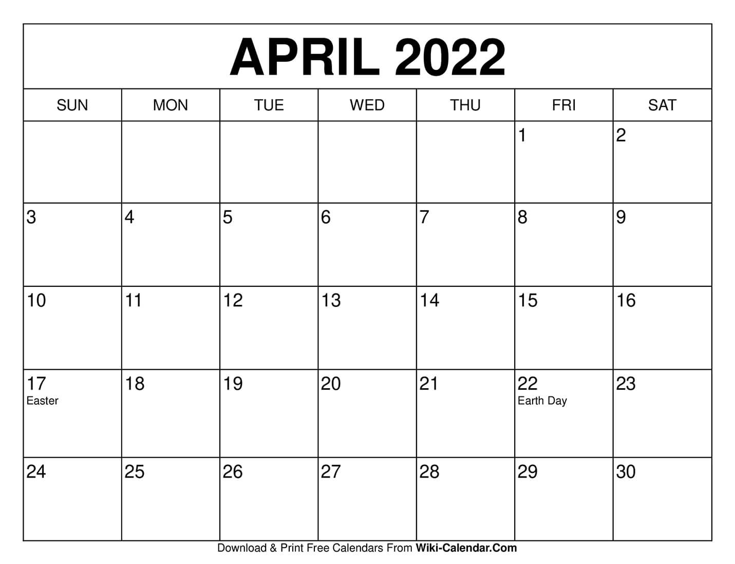 Calendar For March And April 2022