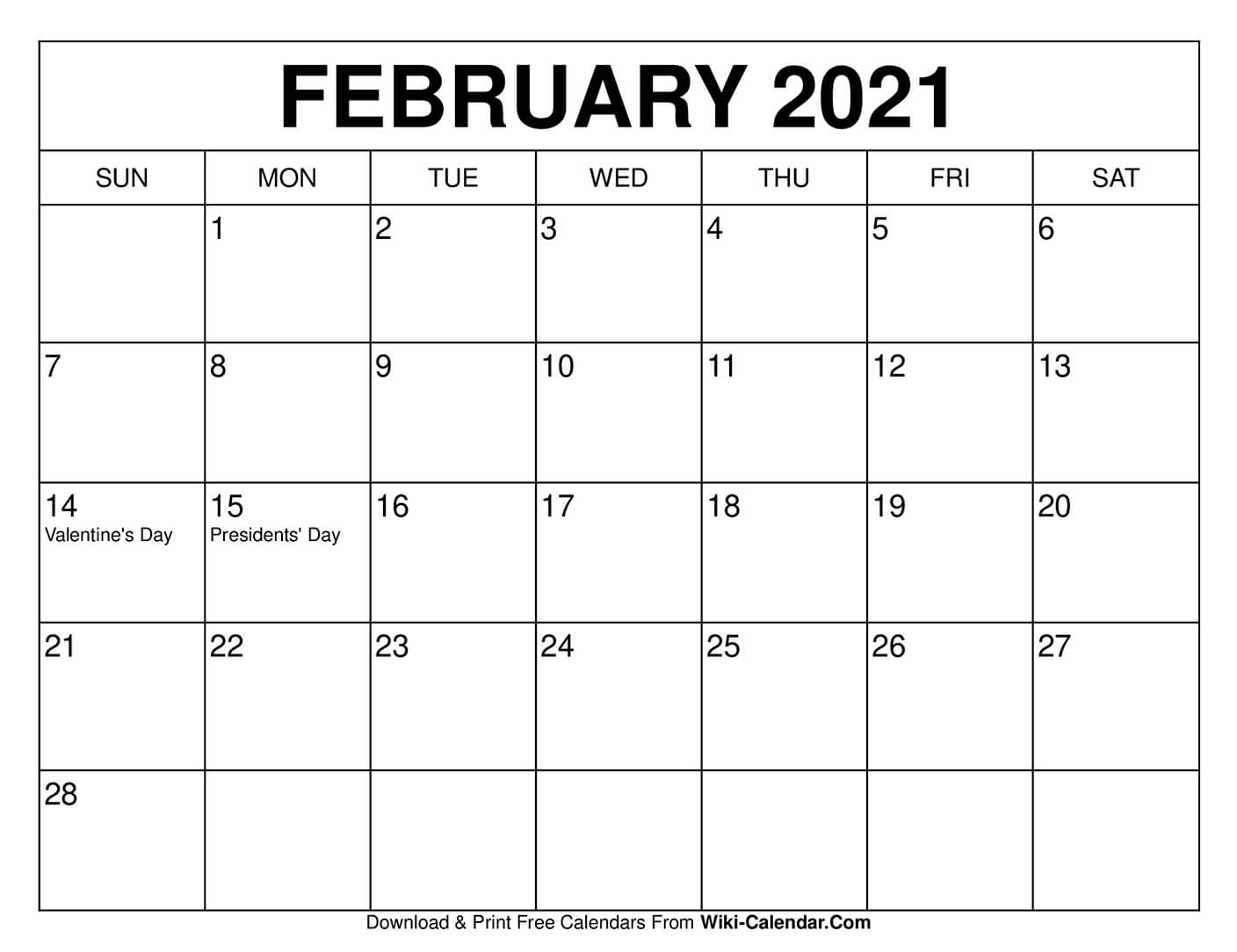 blank calendar feb 2021 Free Printable February 2020 Calendars blank calendar feb 2021