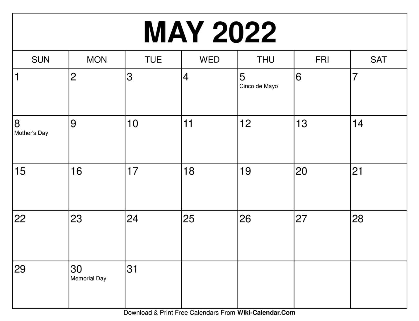 Featured image of post Blank May 2021 Calendar Printable