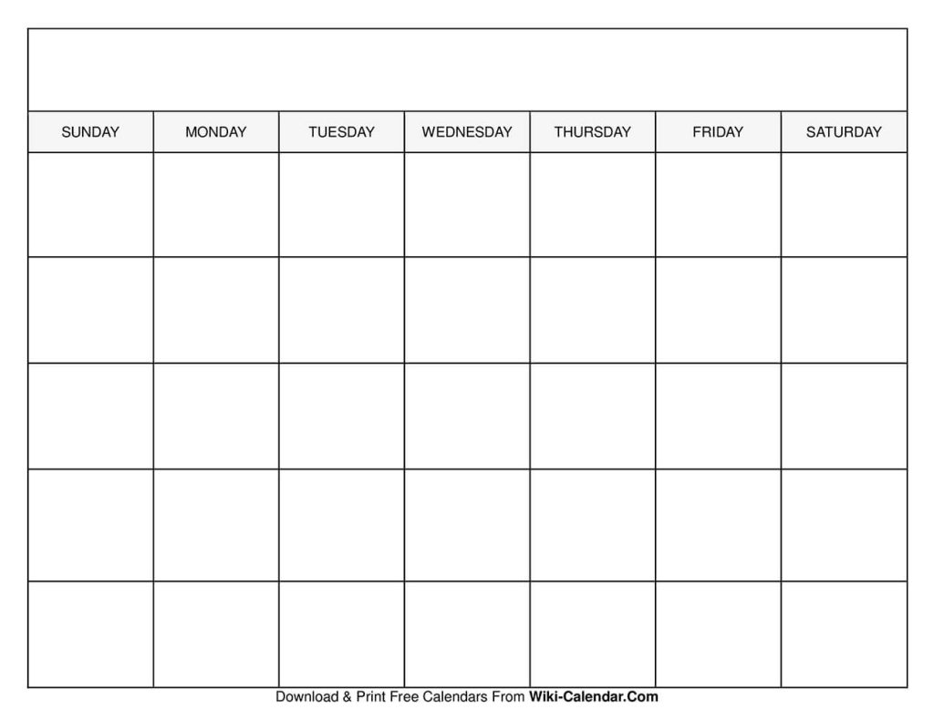 Printable Blank Calendar Templates Wiki Calendar