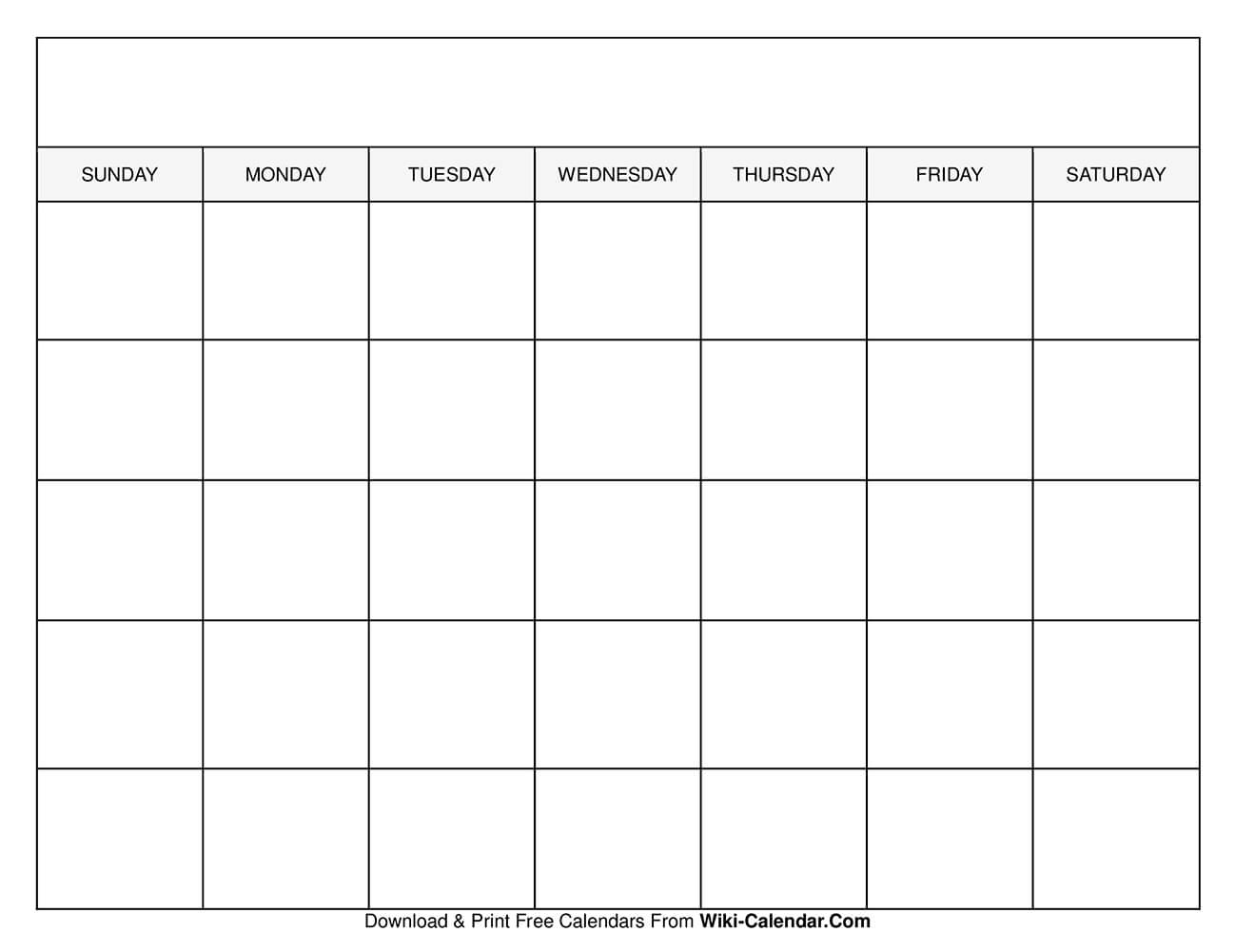 Printable Blank Calendar Templates Intended For Full Page Blank Calendar Template