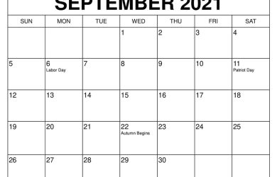 September 2021 Calendar