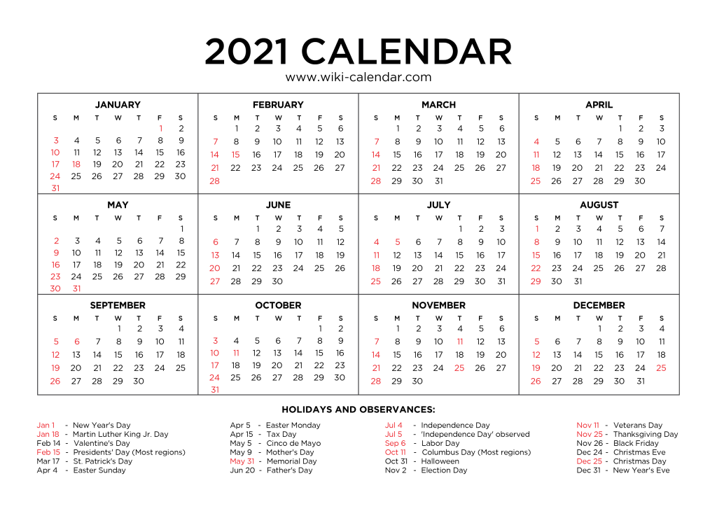 Featured image of post 2021 Monthly Calendar With Holidays Printable - Download printable calendar 2021 with holidays.