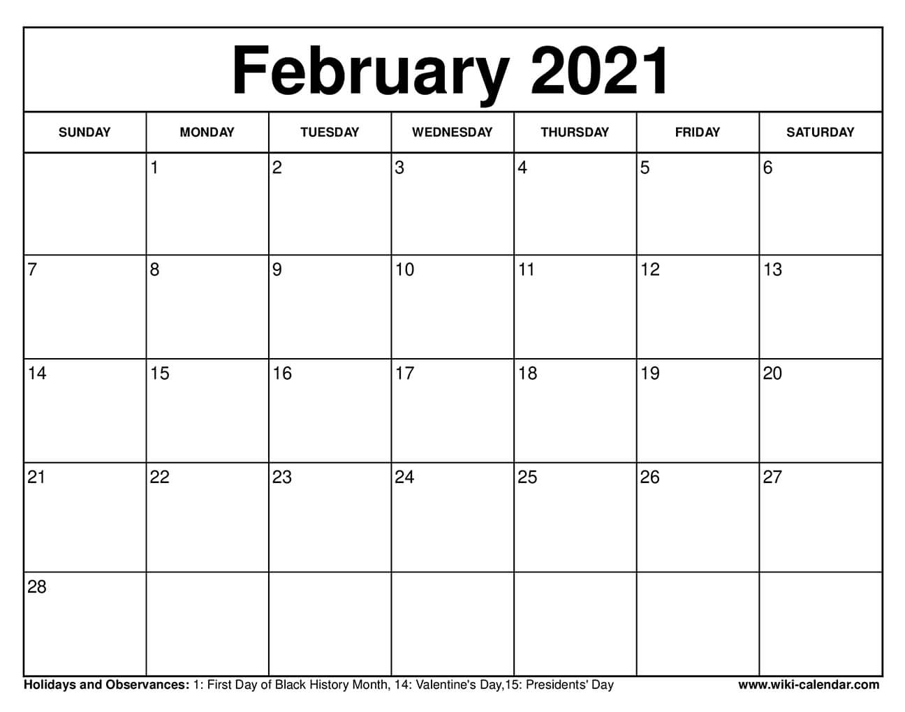 Printable February 2022 Calendar Images