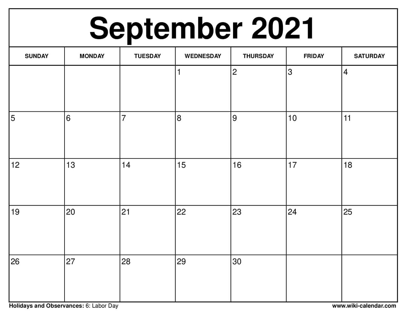 Sept 2021 Calendar Printable Customize and Print