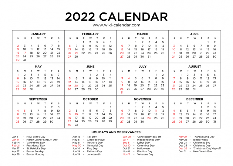 Printable Wiki Calendar 2022 Printable Calendar 2023