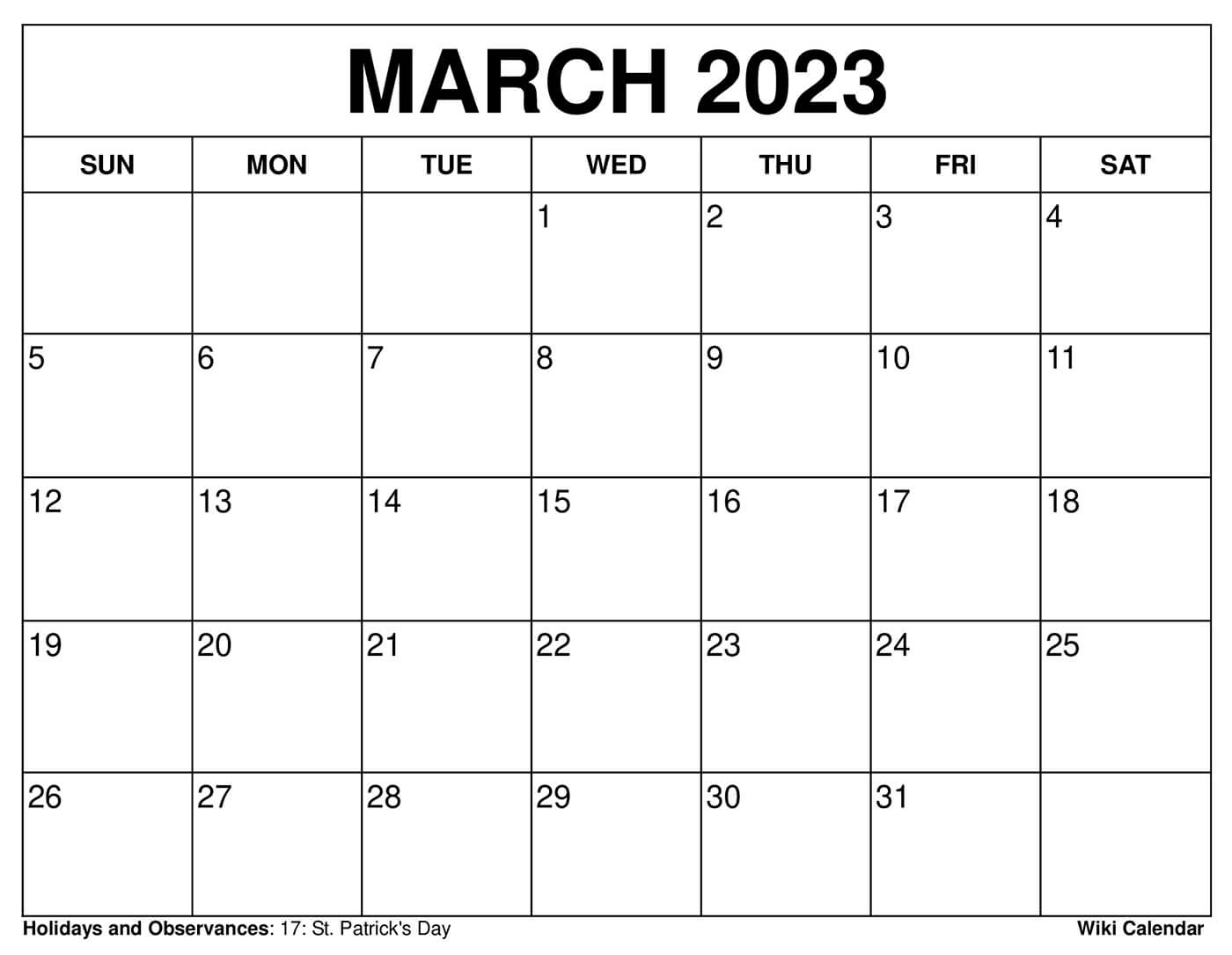 March Blank Calendar 2022 Free Printable March 2022 Calendars - Wiki Calendar