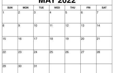 May 2022 Calendar