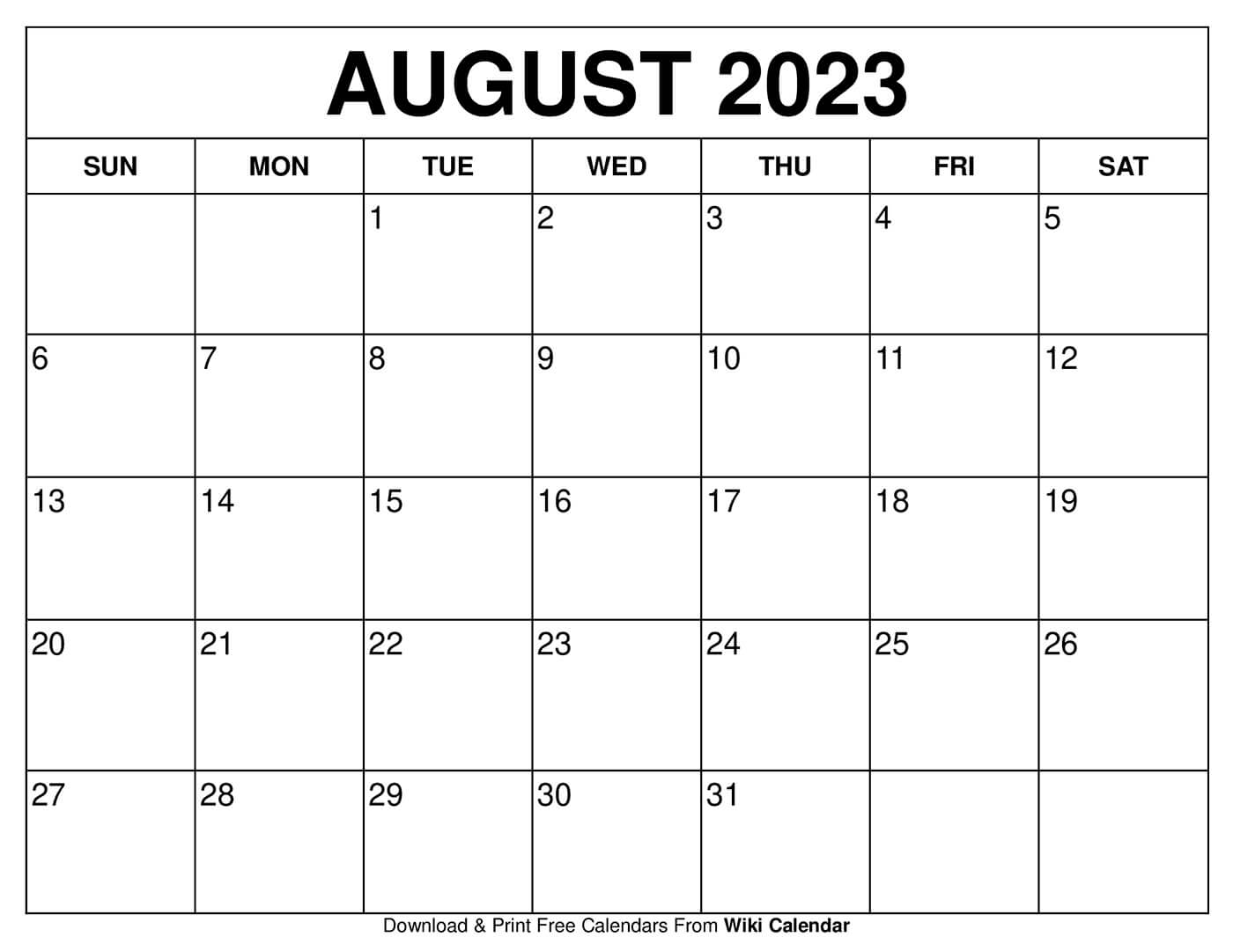 Summer 2022 Calendar Printable Free Printable August 2022 Calendars - Wiki Calendar