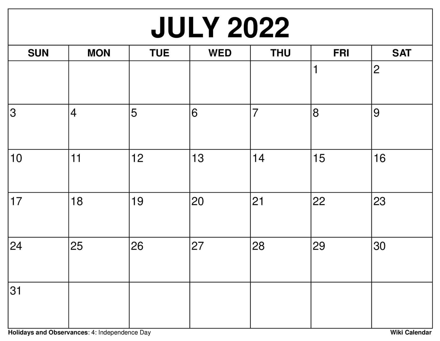 free printable july 2022 calendars wiki calendar