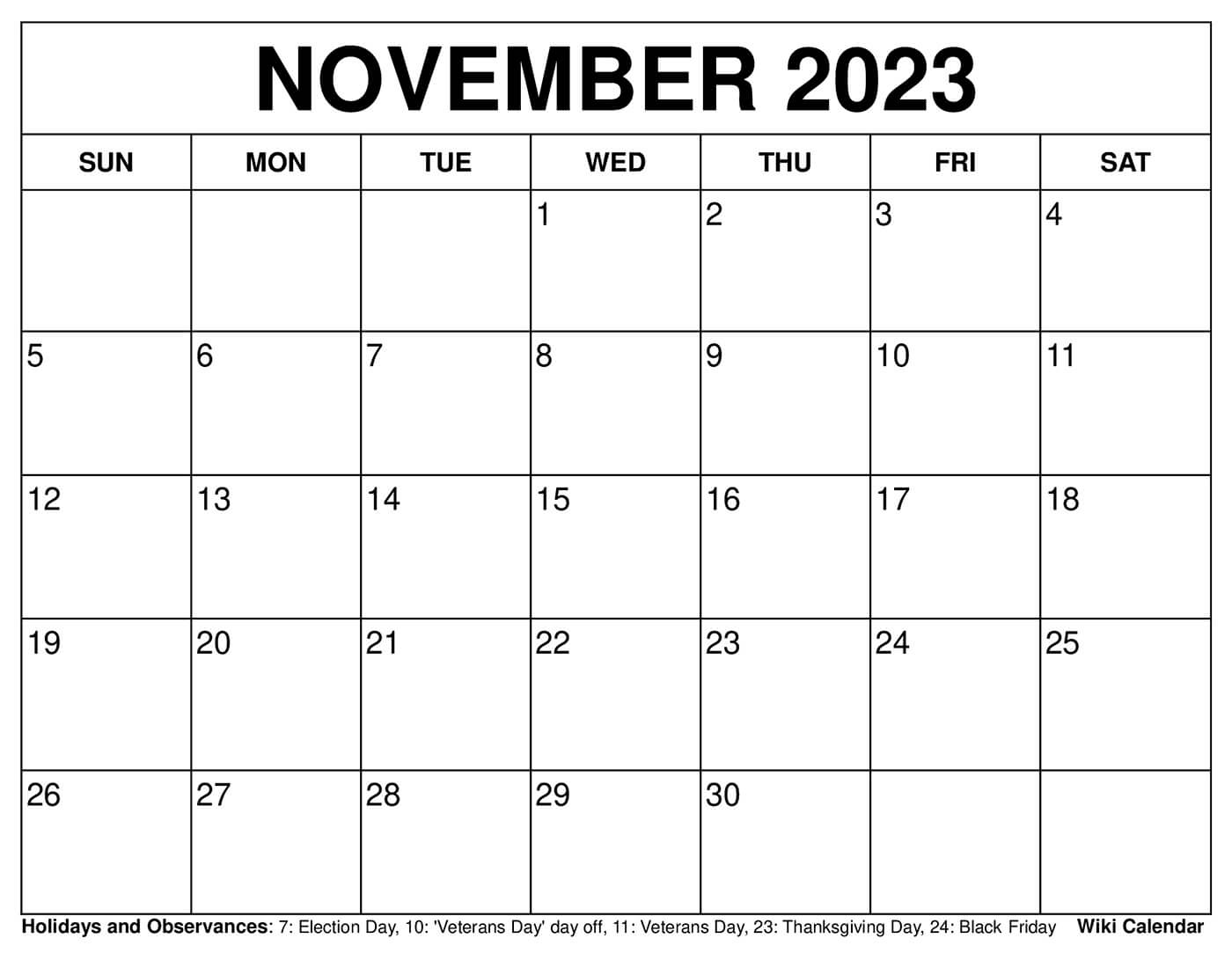 Free Printable November 2022 Calendars