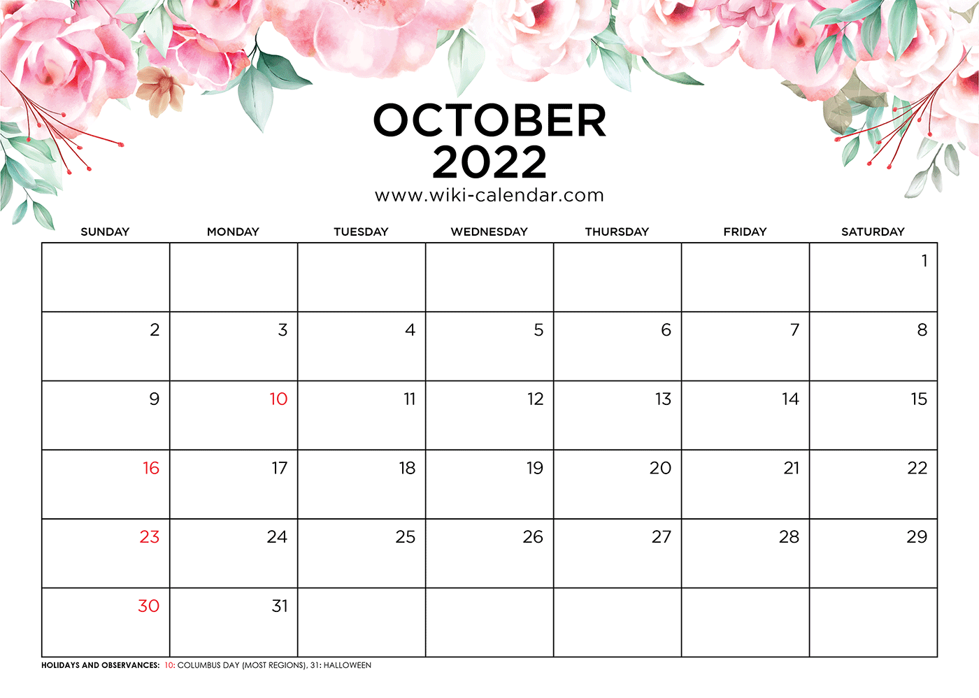 free printable october 2022 calendars wiki calendar