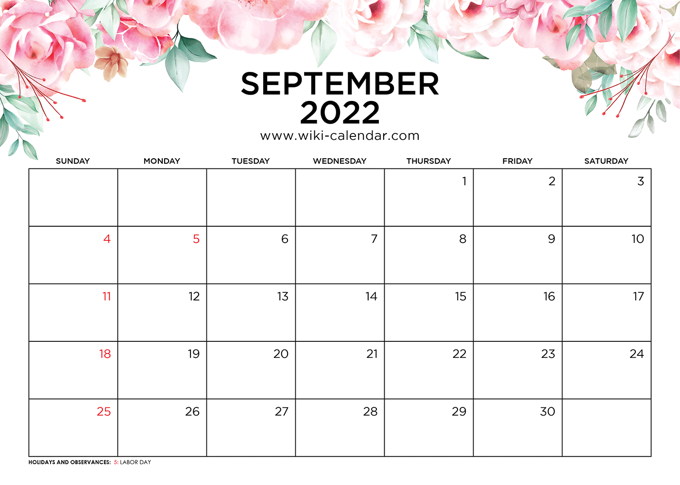 Free Printable Calendars September 2022