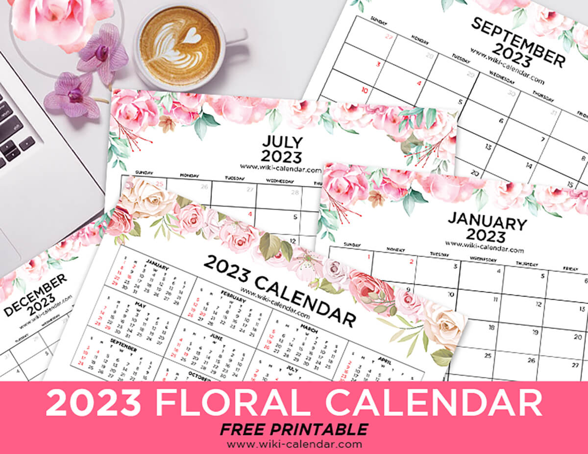 Free Printable Floral Calendar 2023