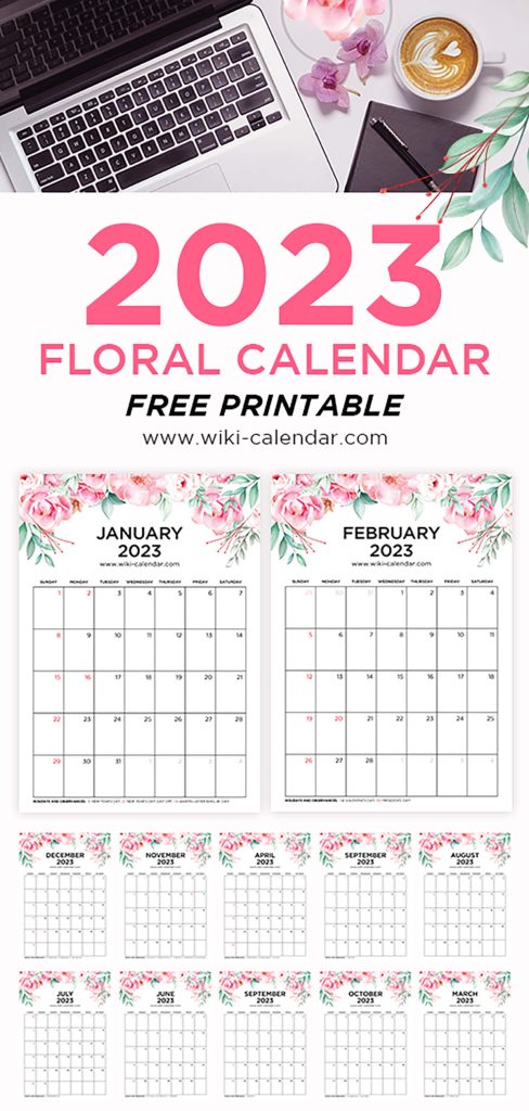 Free Printable Floral Calendar 2023 - Wiki Calendar