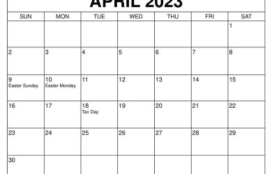 April 2023 Calendar