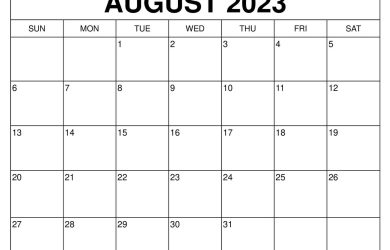August 2023 Calendar