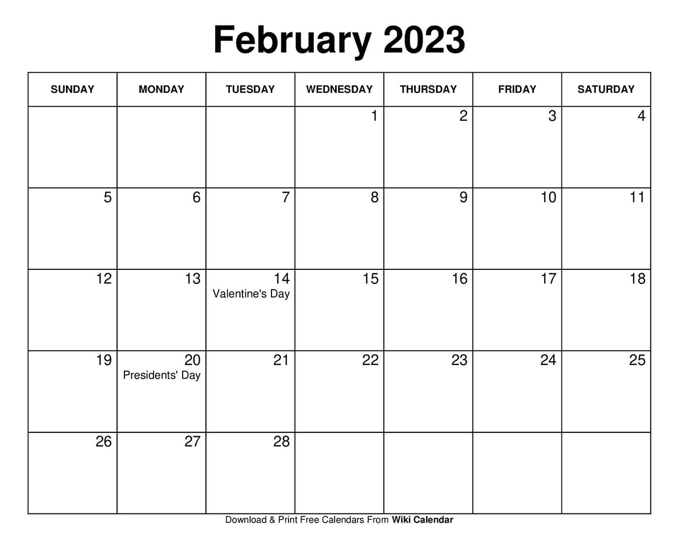 Free Printable February 2023 Calendars