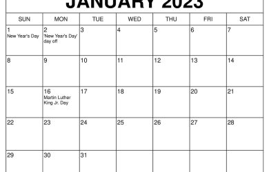 January 2023 Calendar