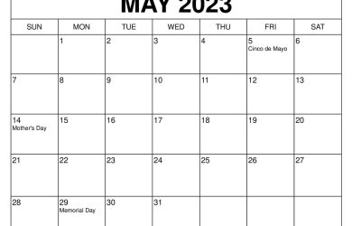 May 2023 Calendar