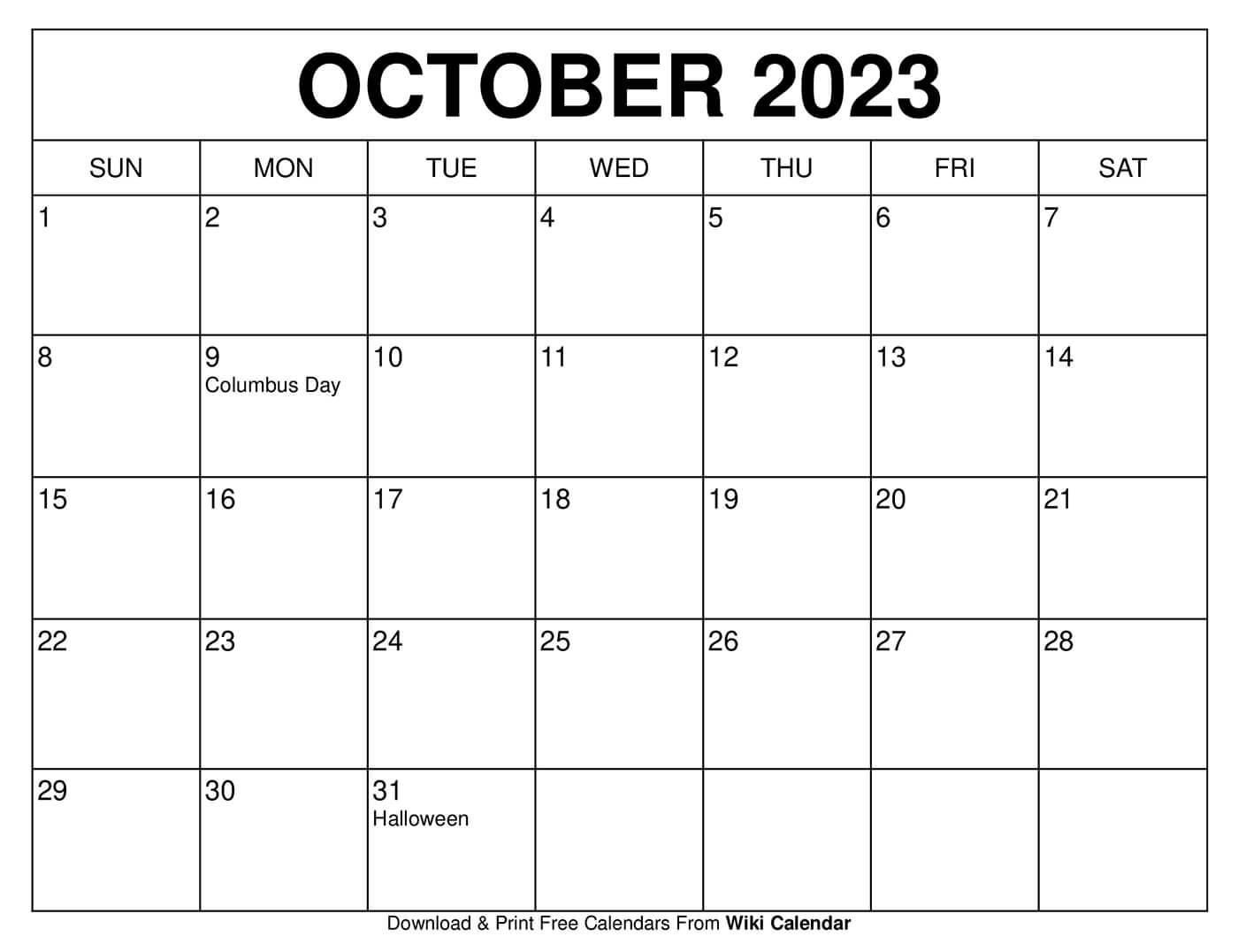 Free Printable October 2023 Calendars Wiki Calendar