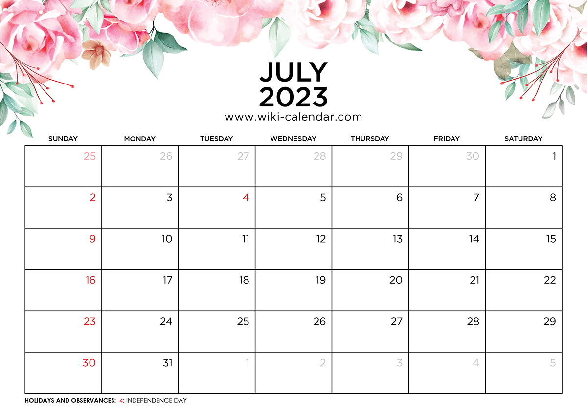 Floral Calendar for July 2023