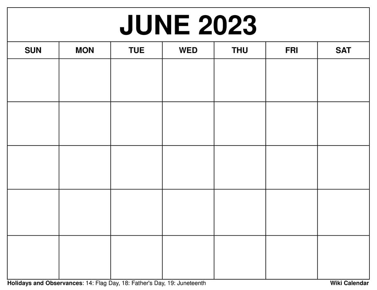 Free Printable June 2023 Calendars Templates with Holidays