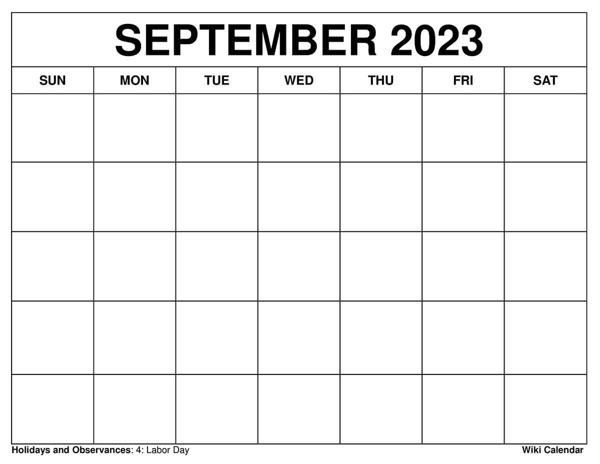 Blank September 2023 Calendar
