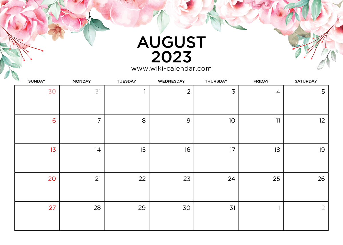 Floral Calendar for August 2023