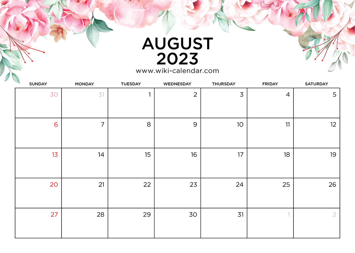 Free Printable August 2023 Calendar Templates With Holidays 48 OFF