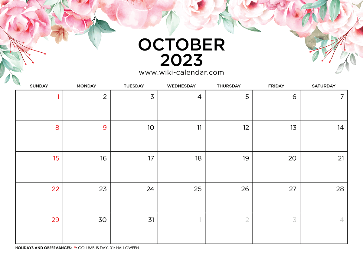 Floral Calendar for October 2023