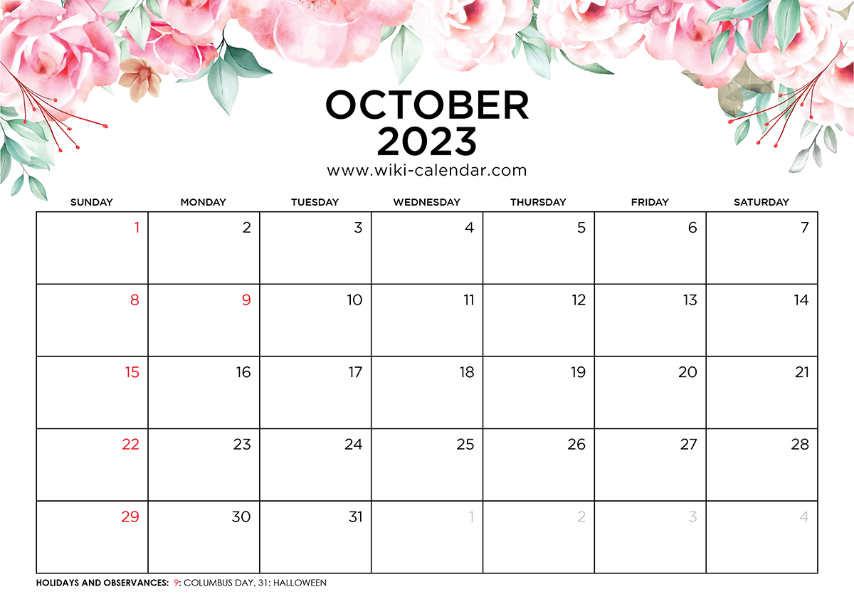 Printable October 2023 Calendar Templates With Holidays