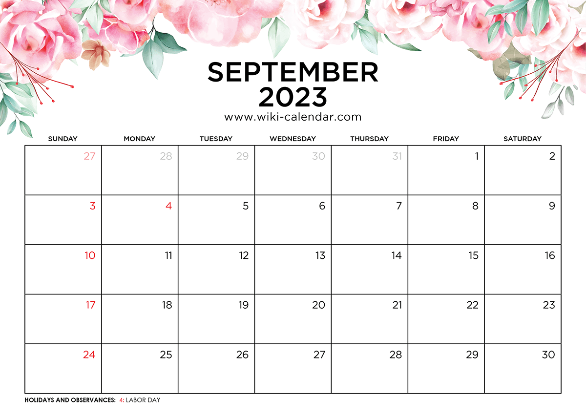 Floral Calendar for September 2023