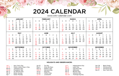 Floral Calendar 2024