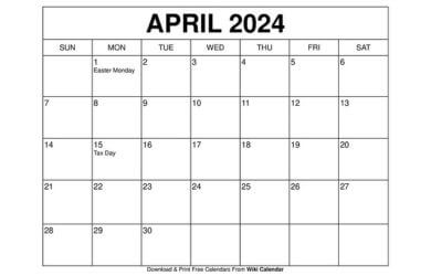 Year 2024 Calendar Printable with Holidays - Wiki Calendar